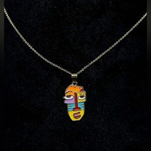 Abstract Face Pendant Necklace